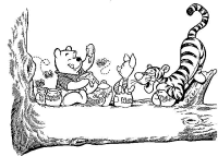 A coloring page of winnie the pooh - group